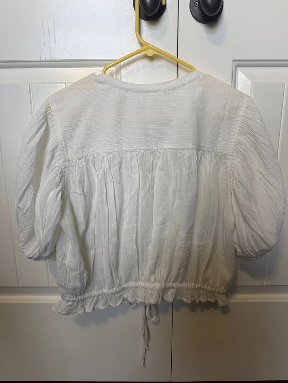 Free People “We the Free” Little Cloud Cropped Pintuck Shirt